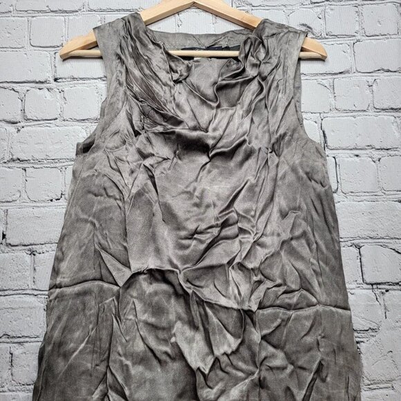 Les Copains 100% Silk Shell Marbled Gray Cowl Neck Sleeveless Dress Size Unknown - Picture 5 of 12